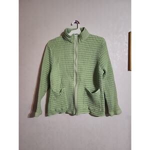 Denim & Co Mint Green Full Zip Jacket Waffled SEE DESCRIPTION FOR MEASUREMENTS
